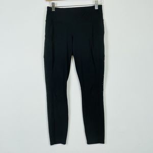 Athleta Black Vent Side Hole Zipper Pockets Capri Cropped Leggings‎ Womens XS